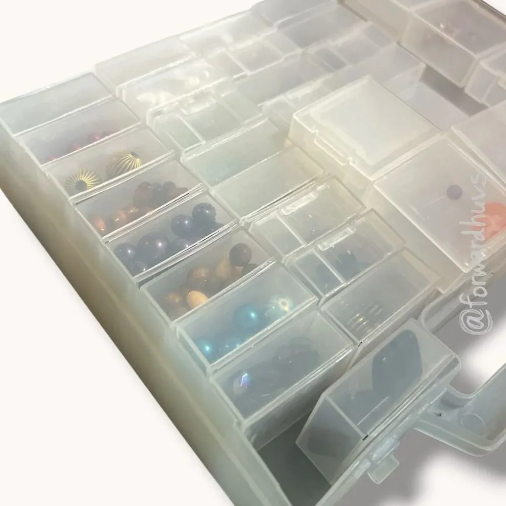 Mixed Bead Lot Jewelry Making Craft Supplies Clear Storage Organizer Box